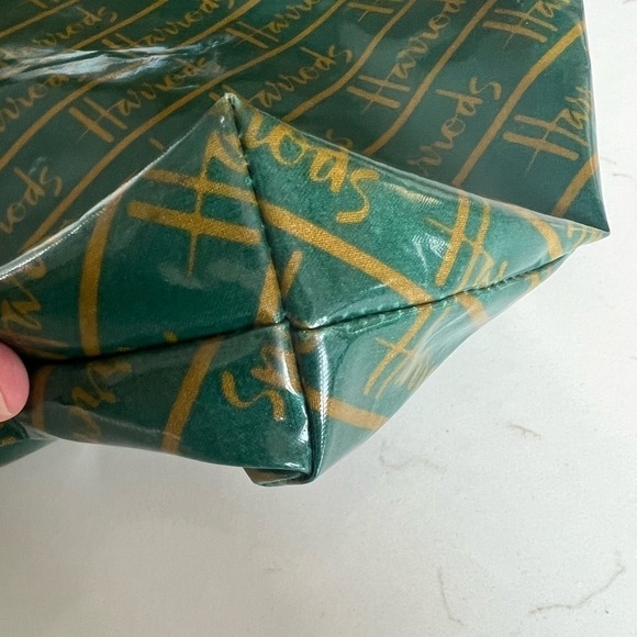 Vintage Harrods Cotton PVC Coated Reusable Signature Tote / 14" x 15" - Picture 5 of 9